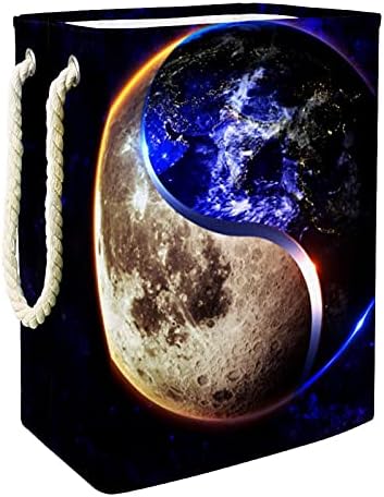 Кошница за дрехи Inhomer 3D Ин Ян, Луната на Земята Сгъваема Кошница За Дрехи Твърдо Кофа За Пране на Организация