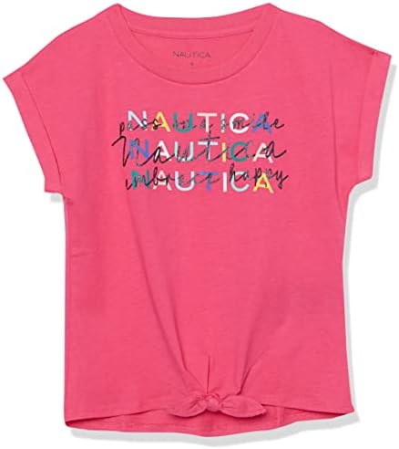 Тениска с графичен дизайн за момичета Наутика с къс ръкав и завязкой Отпред