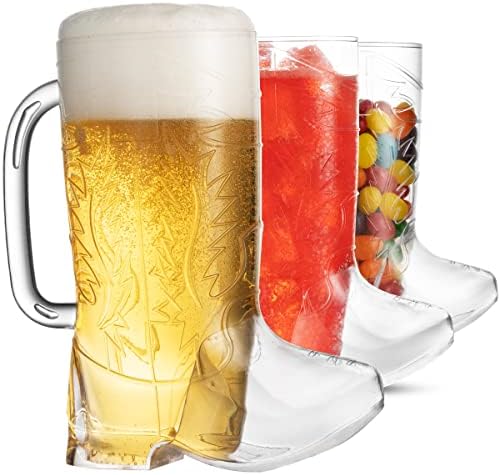 JoyServe Cowboy Boot Cups - (Опаковка от 6 броя), Чаши за напитки Каубой и Cowgirl обем 17 мл, за Многократна