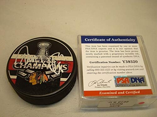 Антти Ниеми подписа Хокей шайба шампиони на Купа Стенли 2010 Блекхоукс PSA/DNA COA 1C - за Миене на НХЛ с автограф