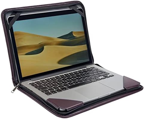 Калъф-месинджър за лаптоп Broonel от лилава кожа - Съвместим с 11,6-инчов лаптоп Apple MacBook Air MJVM2LL/A