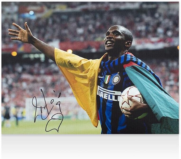 Самуел Ето ' о Подписа Снимка на Миланската Интера - Автограф на Победителя в шампионската Лига - Футболни снимки