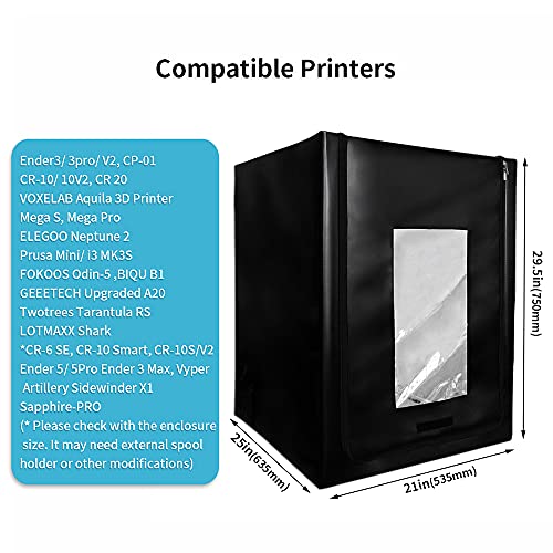 Огнеупорна обвивка 3D принтер, Термостойкая тъкан при температура 600 ° C, 25 х 21 х 29,5, Сенник с топло покритие, Ender33pro3V2, CR-10, Voxelab Aquila Мега-S, Шумоподавляющий, За печат на та
